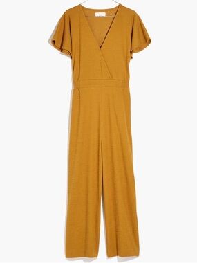 Madewell Texture & Thread Wide Leg Jumpsuit V Neck XXS Gold Mustard Yellow